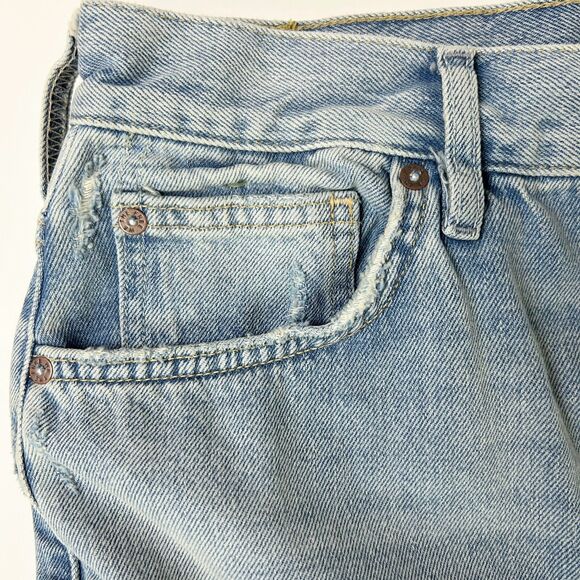 We the Free People Lasso High Rise Jeans Distressed Light Wash Blue Denim Sz 30 - Picture 15 of 16